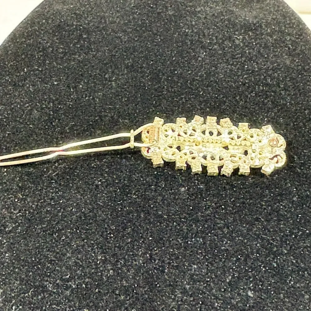 Vintage Silver Tone Rhinestone Hair Barrette Accessory Clip Retro Sparkle